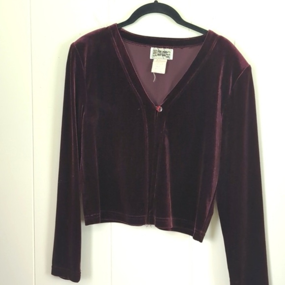 90s Velvet cardigan Maroon Oxblood